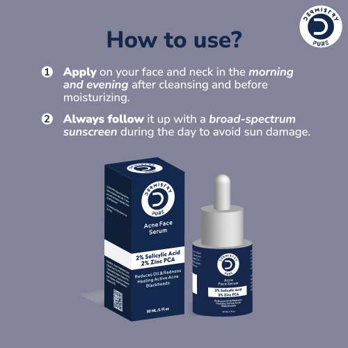 Dermistry: Pure 2% Salicylic Acid 2% Zinc Face Serum For Oily Acne Prone Skin Black & Whitehead Scars 30ml