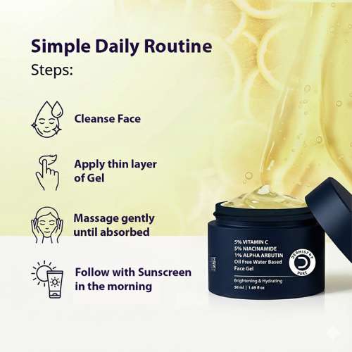 Dermistry: Vitamin C Oily Skin Moisturizer Face Gel with Niacinamide Alpha Arbutin for Glowing Skin 50ml