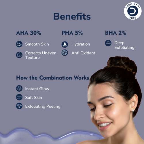 Dermistry: 30% AHA 5% PHA 2% BHA Peeling Solution Face Serum Glowing Skin Exfoliating Chemical Peel 30ml