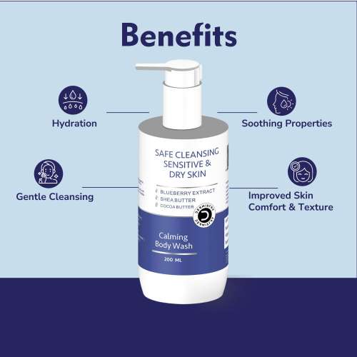 Dermistry: Sensitive Dry Skin Soap Free Moisturizer Body Wash Sulphate Paraben Free for Men Women 200ml