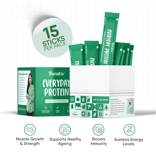 TruNativ: Cookable Vegan Plant Protein Isolate | Muscle Growth & Immunity Booster | Soy & Pea Protein Powder |No Added Sugar | Higher Protein Absorption | Unflavoured 15 Sticks -165gm (Pack of 1)