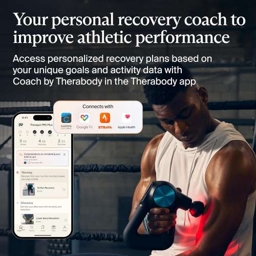 Therabody: TheraGun Pro Plus 6-in-1 Deep Tissue Percussion Massage Gun - Handheld Personal Massager for Full Body Pain Relief & Muscle Tension with Biometric Breathwork, Vibration, & Heated Attachments