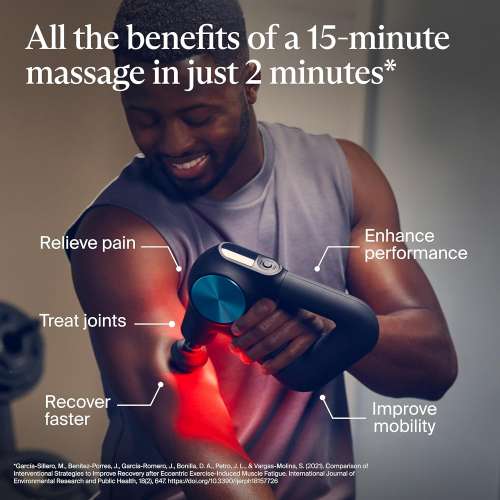 Therabody: TheraGun Pro Plus 6-in-1 Deep Tissue Percussion Massage Gun - Handheld Personal Massager for Full Body Pain Relief & Muscle Tension with Biometric Breathwork, Vibration, & Heated Attachments