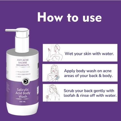 Dermistry: 1% Salicylic Acid Niacinamide Exfoliating Body Wash for Back Acne Oily Acne Prone Skin 200ml