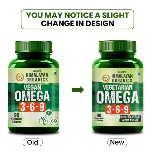 Vlado's Himalayan Organics: Omega 3 6 9-2000mg/Serving I Vegetarian Omega 3 I Source from Flax Seed I Support Muscle,Bone,Heart & Skin - No Fish Burps Oil Used Capsules for Men & Women- 90 Capsules