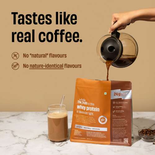 The Whole Truth: Whey Protein Isolate+Concentrate  Cold Coffee 1 kg (2.2 lbs)  24g Protein/Scoop  6.6g BCAA  100% Authentic Whey & No Adulteration  Clean, Light & Easy to Digest