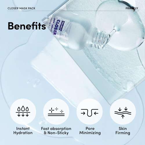 Frankly: Closer Mask | 9 Peptides | Rice Extract | Pore Tightening | Hydration | Anti-Aging | Sheet Mask | Korean Skincare | 10ea