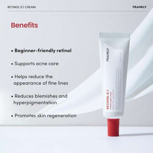 Frankly: Retinol 0.1% Cream | Anti-Aging | Wrinkle Care | Vitamin A | Vitamin E | Fine Lines | Beginner Retinol | Pore Refining | Korean Skincare | 30ml