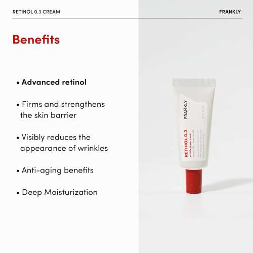 Frankly: Retinol 0.3% Cream | Anti-Aging | Wrinkle Repair | Pure Retinol | Vitamin E | Collagen Renewal | Skin Texture | Korean Skincare | 20ml
