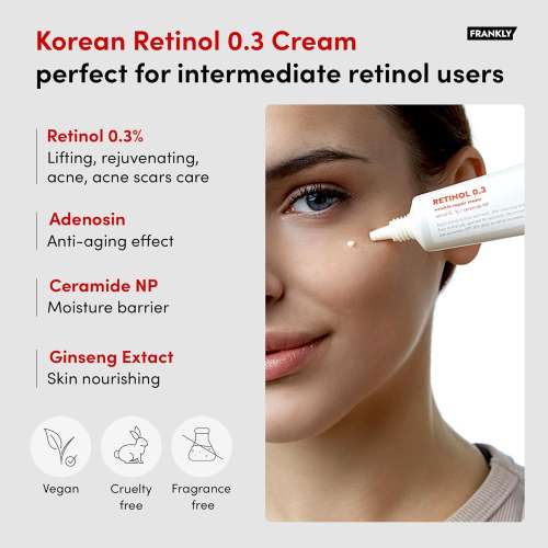 Frankly: Retinol 0.3% Cream | Anti-Aging | Wrinkle Repair | Pure Retinol | Vitamin E | Collagen Renewal | Skin Texture | Korean Skincare | 20ml
