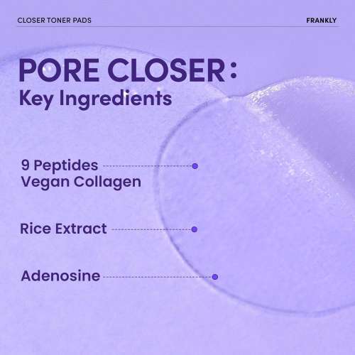 Frankly: Closer Toner Pads | Pore Tightening | 9 Peptides | Rice Extract | Vegan Collagen | Brightening | Korean Skincare | 70 Pads, 105ml