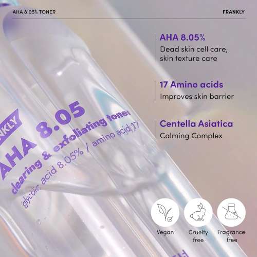 Frankly: AHA 8% Toner | Chemical Exfoliant | Glycolic Acid | Pore Refining | Skin Texture | Dead Skin Removal | Korean Skincare | 100ml