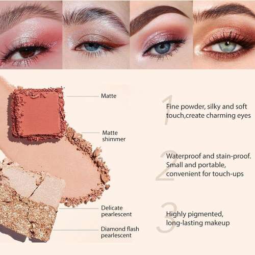 kindlife: Nude Eyeshadow Palette - Shimmer & Matte Finish with Versatile Colors