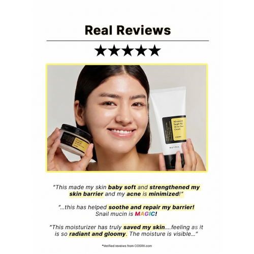 COSRX: Advanced Snail 92 All in one Cream | Healthy glow | Anti-aging | Rejuvenation & maintenance | Korean Skincare | Snail Mucin | Barrier Repair | 50gm