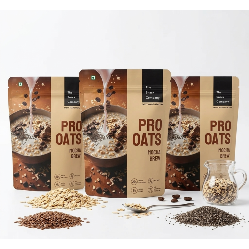 The Snack Company: Protein Oats Pack of 3 - Mocha Brew | 20.1g Protein | 6.78g Fibre | No Soy | Whey & Milk Protein Blend 180gm