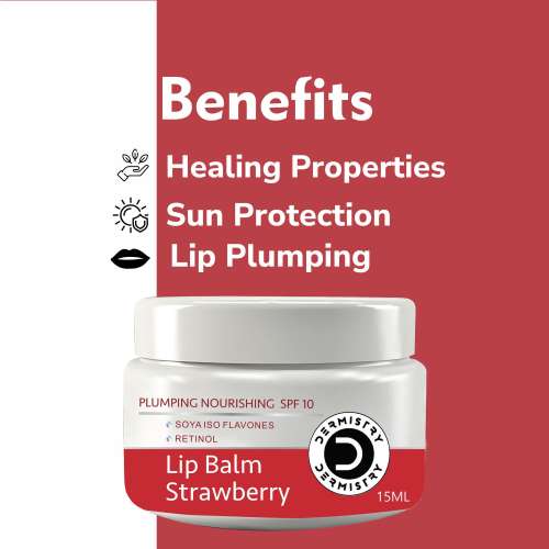 Dermistry: Strawberry Tinted Lip Balm with Spf for Pigmentation Dry Dark Chapped Pigmented Lips 15ml