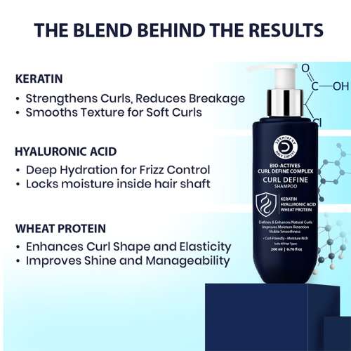 Dermistry: Curl Defining Shampoo Hyaluronic Acid Keratin for Hydration Curly Hair Frizz Control 200ml