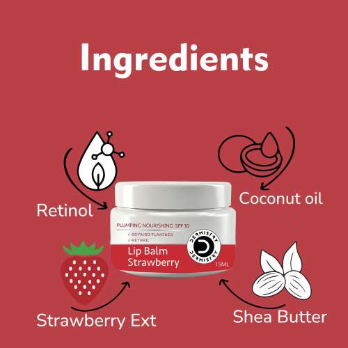 Dermistry: Strawberry Tinted Lip Balm with Spf for Pigmentation Dry Dark Chapped Pigmented Lips 15ml