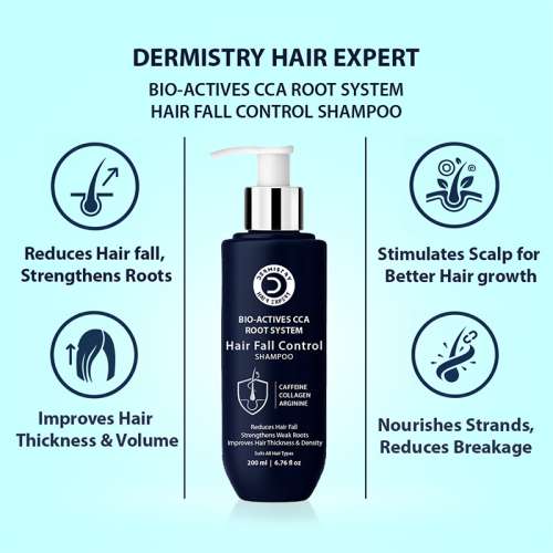 Dermistry: Anti Hair Fall Shampoo Caffeine Collagen for Root Strengthening Breakage Thinning Control 200ml
