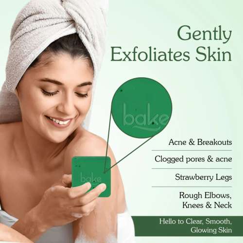 Bake Cosmetics: 10% AHA + 1% BHA Scrub Treatment Soap with Lactic Acid For Clogged Pores, Exfoliation, Strawberry Skin & Bright Underarms Pack of 4(100gm x 4)