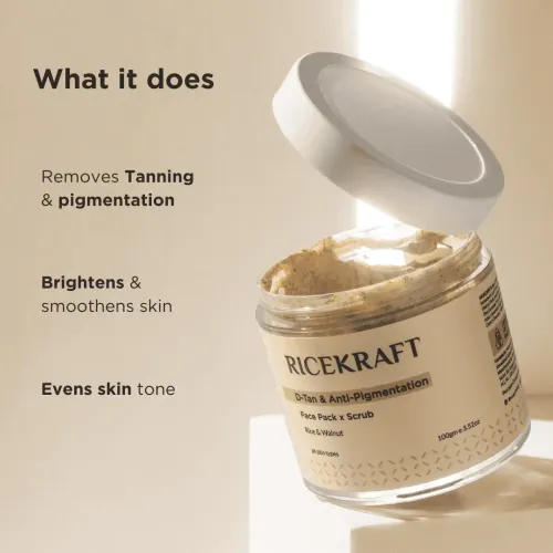 Ricekraft: De Tan Face Pack & Scrub with Rice & Walnut 100gm