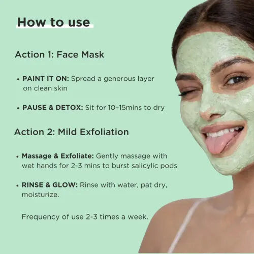 Ricekraft: De Tan & Acne Care Matcha Clay Face Mask with Rice & Salicylic Acid 100gm