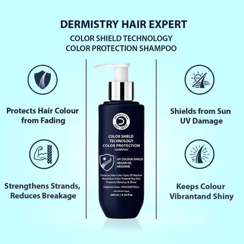 Dermistry: Sulphate Free Color Protection Shampoo for Smoothening Shine of Chemical Heat Treated Hair 200ml
