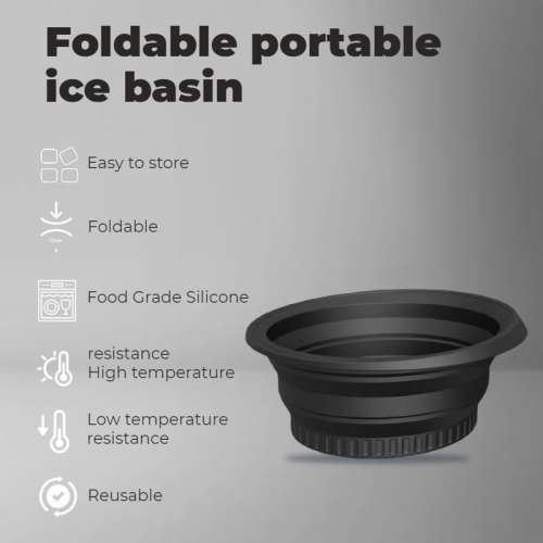 kindlife: Portable Foldable Silicone Ice Facial Bowl, for Home Ice Bath Facial Plunge Bowl, Black 