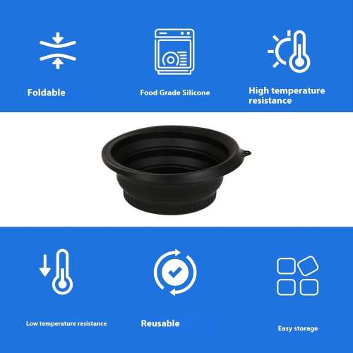 kindlife: Portable Foldable Silicone Ice Facial Bowl, for Home Ice Bath Facial Plunge Bowl, Black 