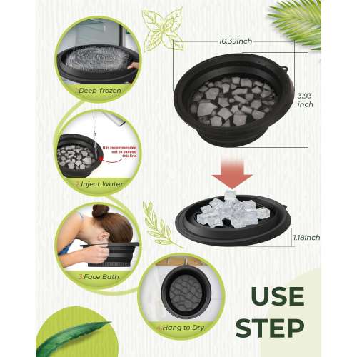 kindlife: Portable Foldable Silicone Ice Facial Bowl, for Home Ice Bath Facial Plunge Bowl, Black 