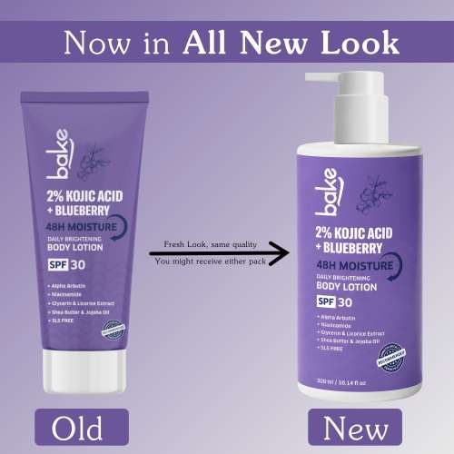 Bake Cosmetics: 2% Kojic Acid + Blueberry Body Lotion SPF 30 with Alpha Arbutin for Pigmentation, Dark Spots, Uneven Skin Tone & Tan Removal | 48H Moisture | 300ml