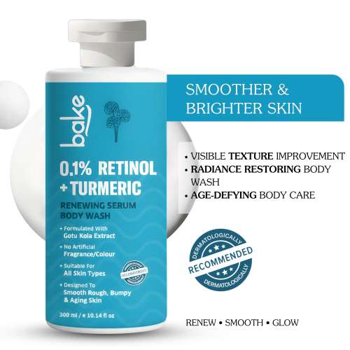 Bake Cosmetics: 0.1% Retinol & Turmeric Renewing Serum Body Wash for Anti-Aging  Smooths Skin & Improves Elasticity 300ml
