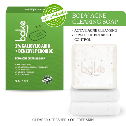 Bake Cosmetics: 2% Salicylic Acid Soap with Niacinamide for Body & Back Acne  Pack of 3(100gm x 3)