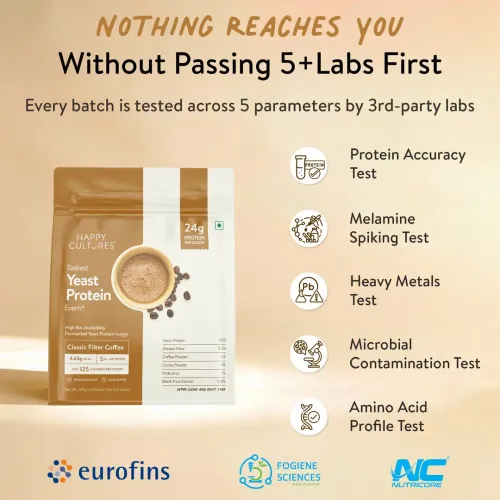 Happy Cultures: Unflavoured Fermented Yeast Protein Isolate|31g Protein|PDCAAS of 1|No Bloat, Vegan, Heat-Stable | Has All 9 Essential Amino Acids | Mixes into Any Dish | 505gm