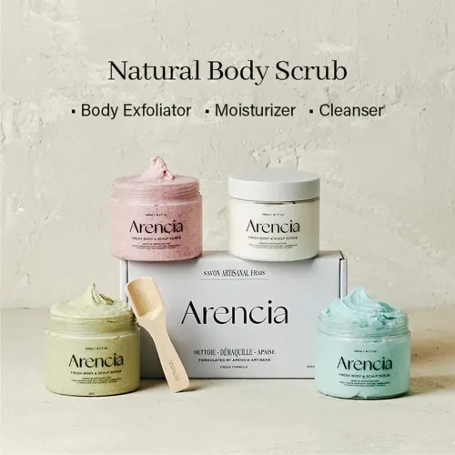 Arencia: Fresh Cloud Body & Scalp Scrub Geranium & Primrose | Exfoliating | Scalp Care | 260gm