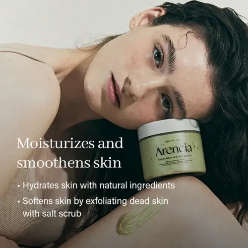 Arencia: Fresh Cloud Body & Scalp Scrub Geranium & Primrose | Exfoliating | Scalp Care | 260gm