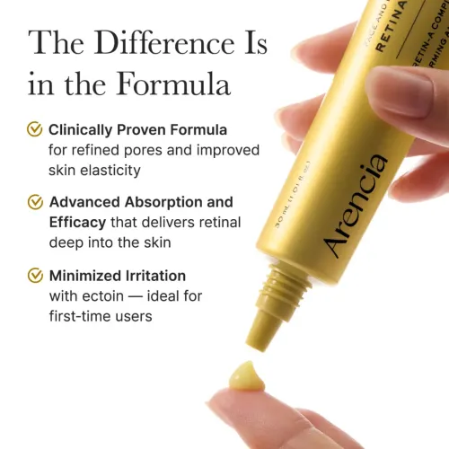 Arencia: Retinal Booster Shot Serum with 2% Retinal & Caffeine For Pore Tightening & Firming | Pore Tightening | Firming | 30ml