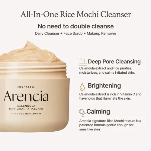 Arencia: Calendula Rice Mochi Cleanser | Soothing | Gentle Cleansing | 120gm