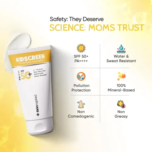 SkinInspired: Kidscreen (2-18 yrs) 100% Mineral Sunscreen | SPF 50 | Gentle Sun Protection for Kids | 50gm