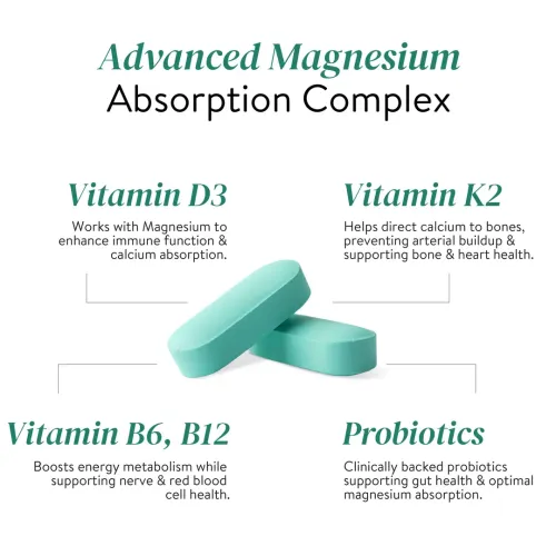 Happy Cultures: 5X Total Magnesium Capsules - 1400mg | 440mg Elemental Magnesium | With Vitamin D3, K2, B6 & B12 | Supports Deep Sleep, Muscle Recovery & Heart Health |100gm|60 Tablets