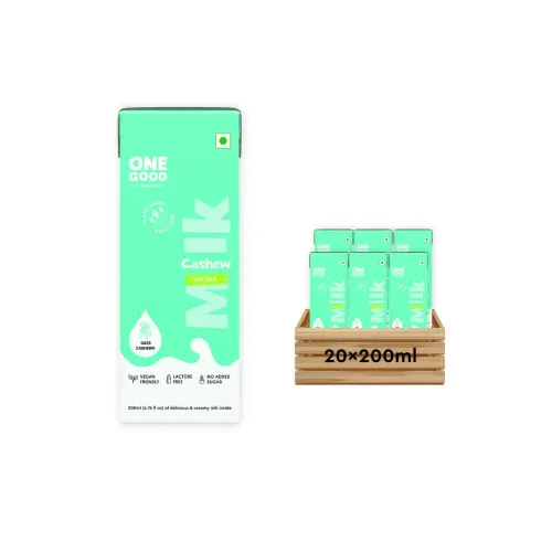 Nourish You: One Good by Nourish You No Added Sugar Cashew Oat Plant Based Milk | Lactose-Free | Gut-Friendly | Dairy-Free | Vegan | No Added Sugar | Plant Protein | 200ml Pack of 20 | 4000ml
