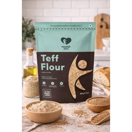 Nourish You: Teff Flour | Gluten Free | Ancient Grain Flour | Rich in Iron | High Fiber | Healthy Alternative Flour | 500gm