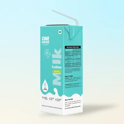 Nourish You: One Good by Nourish You No Added Sugar Cashew Oat Plant Based Milk | Lactose-Free | Gut-Friendly | Dairy-Free | Vegan | No Added Sugar | Plant Protein | 200ml Pack of 12 | 2400ml