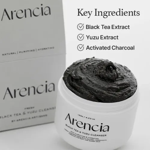 Arencia: Black Tea Rice Mochi Cleanser | Antioxidant Care | Gentle Cleansing | 120gm
