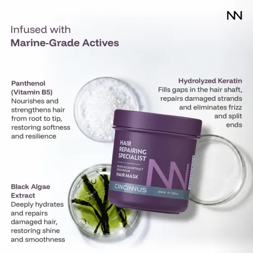 CINCINNUS: Black Algae Extract Frizz Repair Hair Mask 200ml