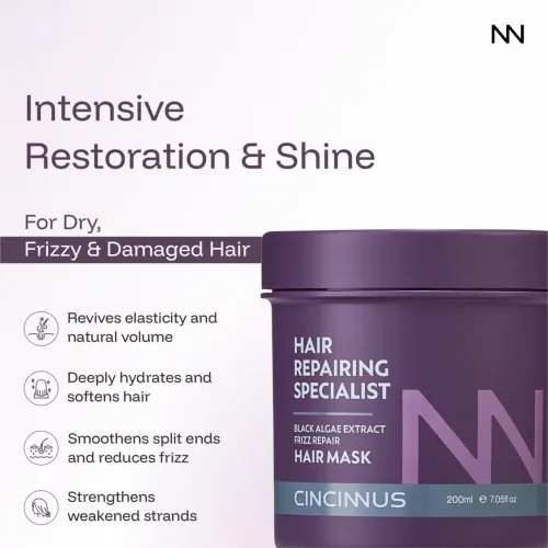 CINCINNUS: Black Algae Extract Frizz Repair Hair Mask 200ml