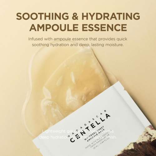 SKIN1004: Madagascar Centella Watergel Sheet Ampoule Mask  | Calming Care | Sensitive Skin | Hydrating | Glow Boost | Pack Of 5 | 25ml each