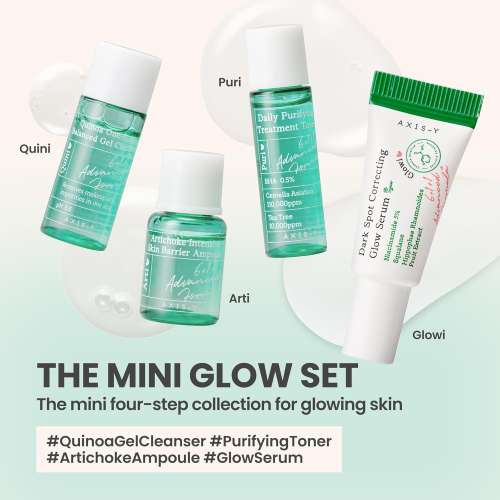 AXIS-Y: The Mini Glow Set | Brightening | Skin Radiance | Travel-Friendly | Starter Kit | 8ml+5ml+5ml+5ml