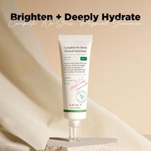 AXIS-Y: Complete No-Stress Physical Sunscreen | SPF 50+ PA++++ | UV Protection | Mineral Sunscreen | Sensitive Skin | 50ml
