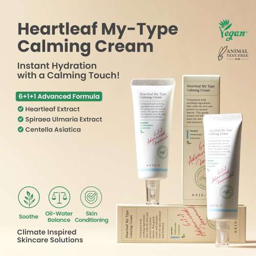 AXIS-Y: Heartleaf My Type Calming Cream | For Hydration | Redness Relief | Sensitive Skin | 60ml